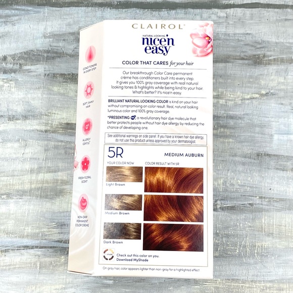 NWT Clairol Nice ‘n Easy 5R Medium Auburn Permanent Hair Color Gray Coverage Box - Picture 6 of 10